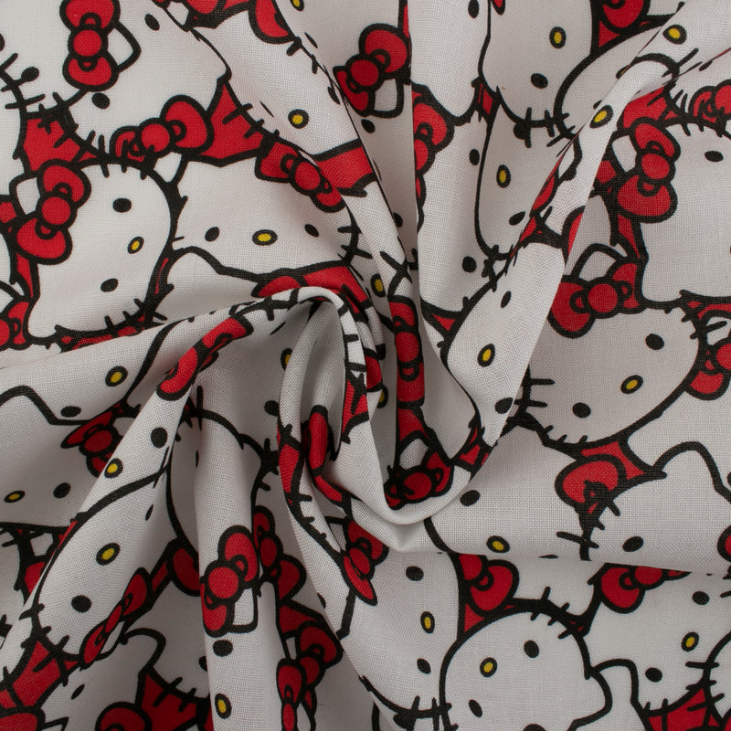 Coton imprimé sous licence - Hello Kitty tête - Rouge