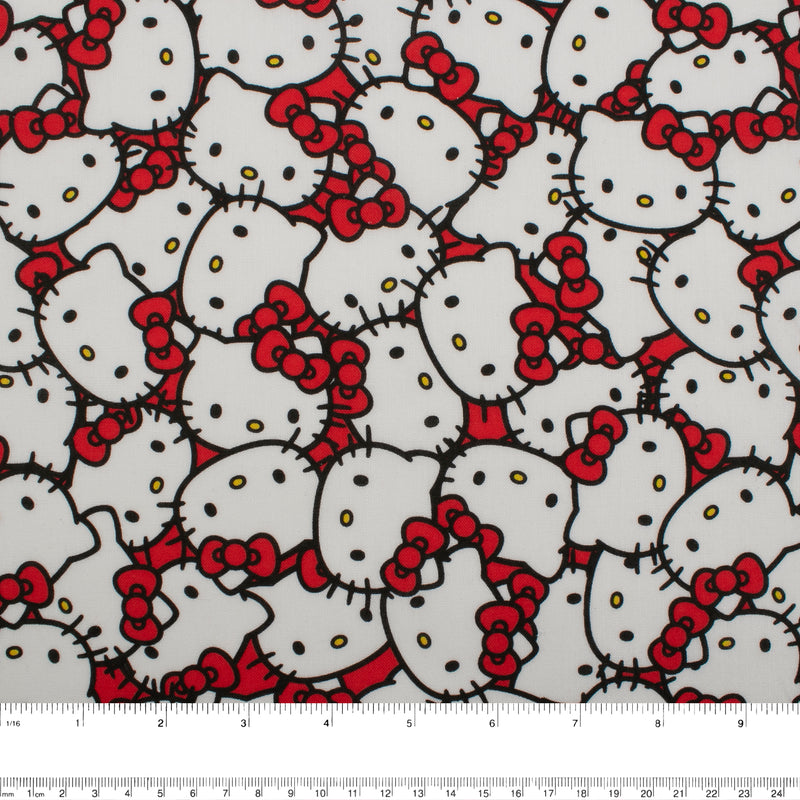 Licensed Cotton Print - Hello Kitty heads - Red