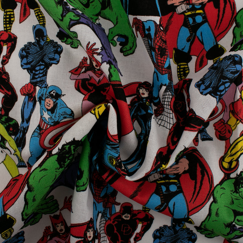 Licensed Cotton Print - Avengers characters - White