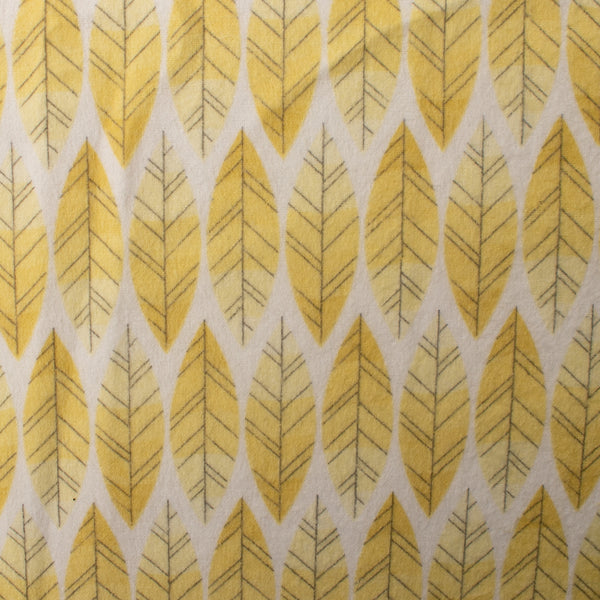 Wide Flannel Backing Print - Leafs - Yellow
