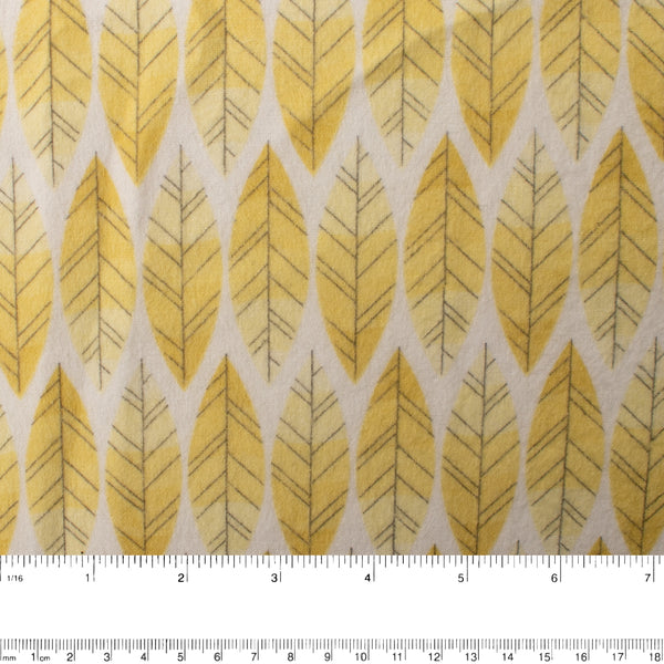 Wide Flannel Backing Print - Leafs - Yellow