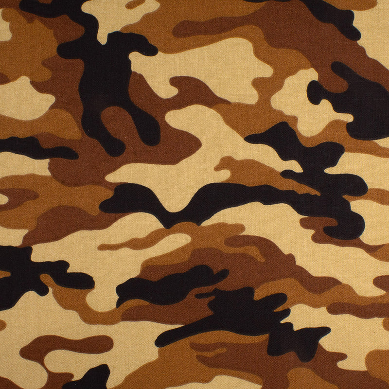 Coton imprimé pour artisanat - Camouflage - Brun