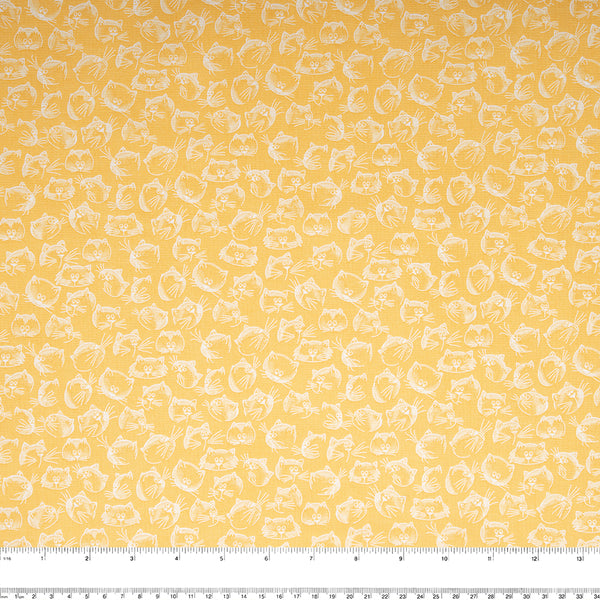 PURRFECT DAY Cotton print - Cats - Yellow