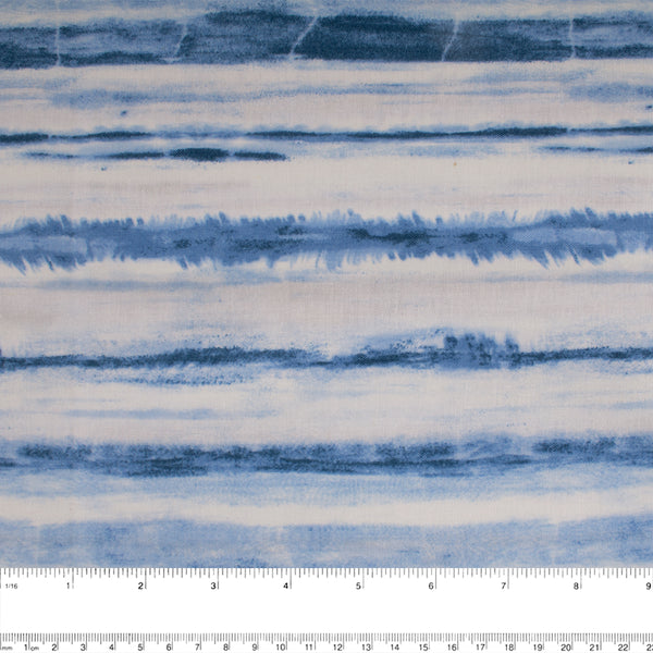 INDIGO DYED Cotton print - Stripes - Blue