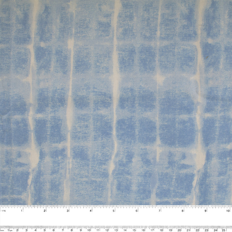 INDIGO DYED Cotton print - Irregular stripes - Light blue