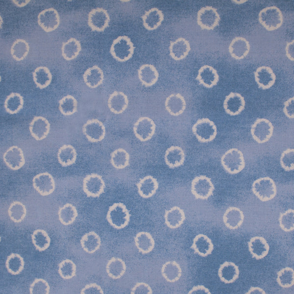 INDIGO DYED - Coton imprimé - Cercles - Bleu