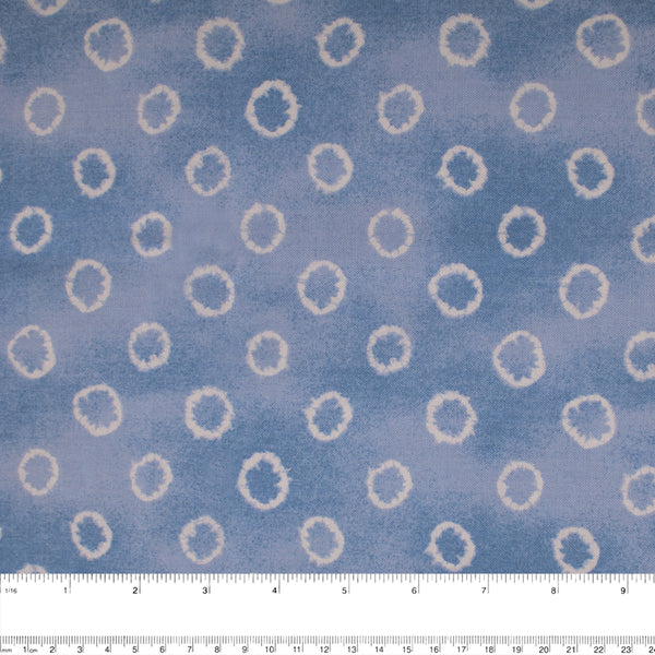 INDIGO DYED Cotton print - Cercles - Blue