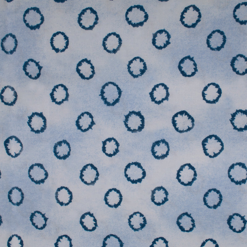INDIGO DYED - Coton imprimé - Cercles - Bleu pâle