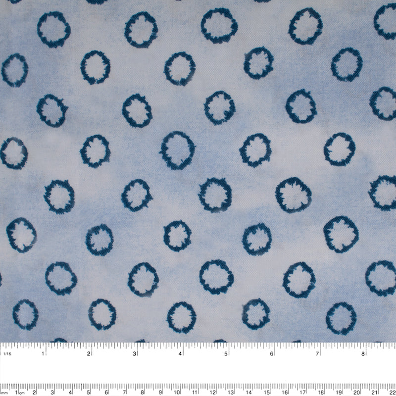 INDIGO DYED Cotton print - Cercles - Light blue