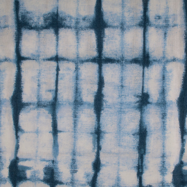 INDIGO DYED Cotton print - Irregular stripes - Blue