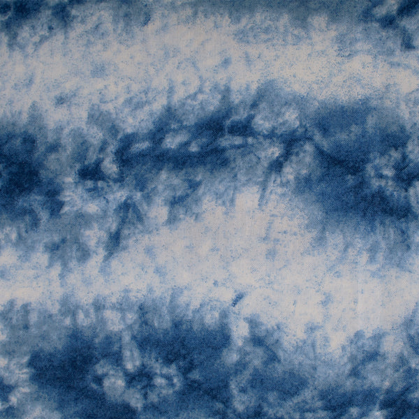 INDIGO DYED Cotton print - Waves - Blue