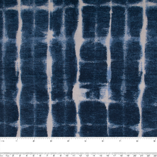 INDIGO DYED Cotton print - Irregular stripes - Dark blue