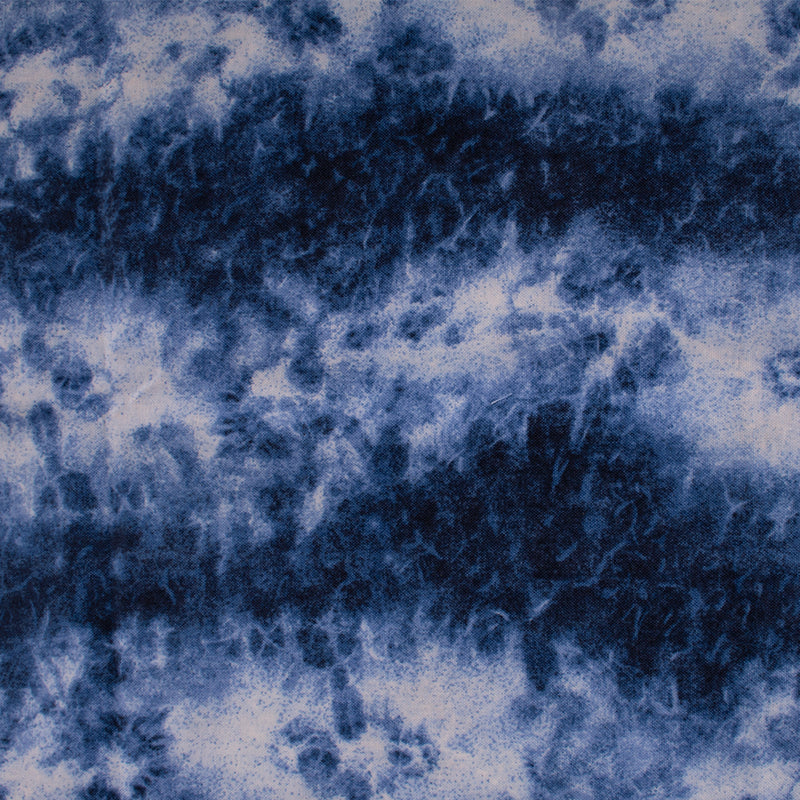 INDIGO DYED Cotton print - Waves - Dark blue