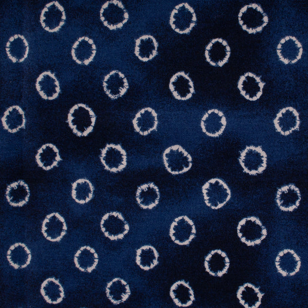 INDIGO DYED - Coton imprimé - Cercles - Bleu foncé