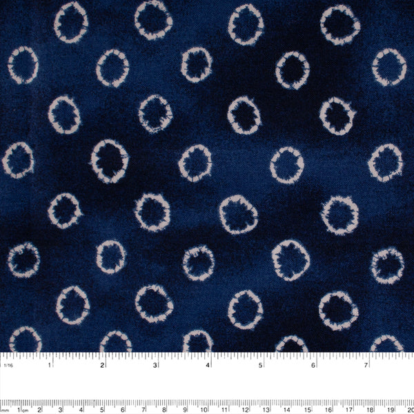INDIGO DYED Cotton print - Cercles - Dark blue