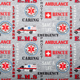 SAVE A LIFE Printed Cotton - Ambulance - Grey