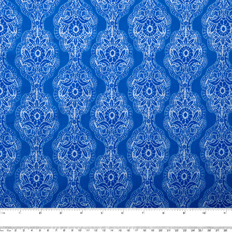 MAISON DES FLEURS - Coton imprimé - Traditionnel - Bleu
