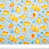 EASTER Printed Cotton - Chicks - Blue