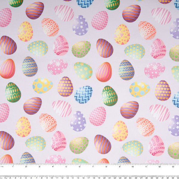 EASTER Printed Cotton - Painted eggs - White