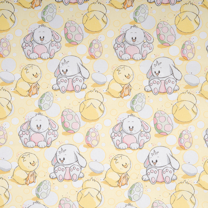 EASTER Printed Cotton - Chicks / Bunny - Yellow