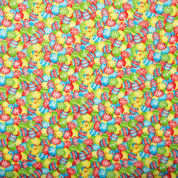 EASTER Printed Cotton - Eggs - Green / Yellow