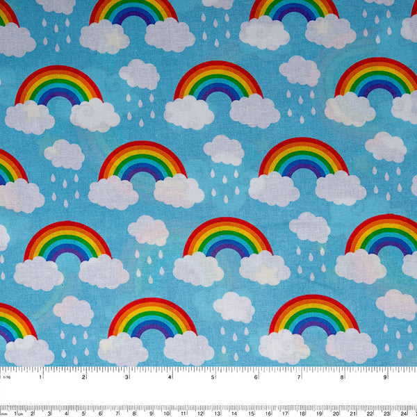 DIGITAL Cotton print - Rainbow - Blue