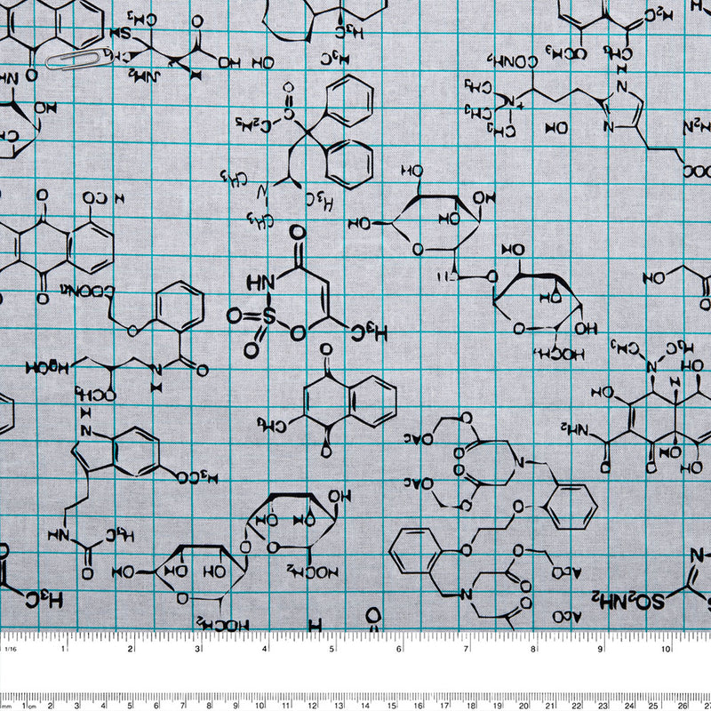 DIGITAL Cotton print - Chemistry formula - White