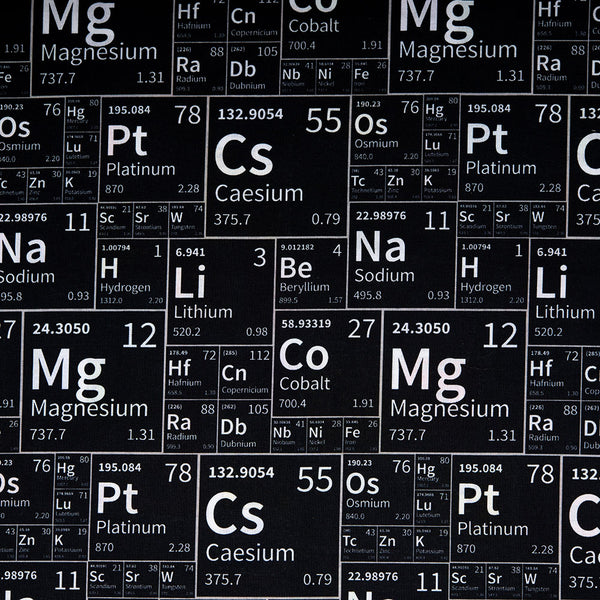 DIGITAL - Coton imprimé - Symboles de chimie - Noir