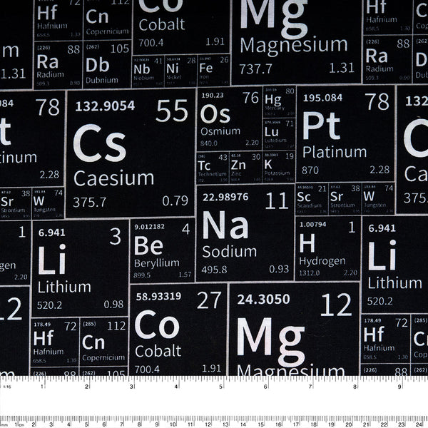 DIGITAL Cotton print - Chemistry symbols - Black