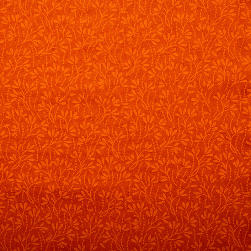 Coton imprimé BIO - Feuilles - Orange