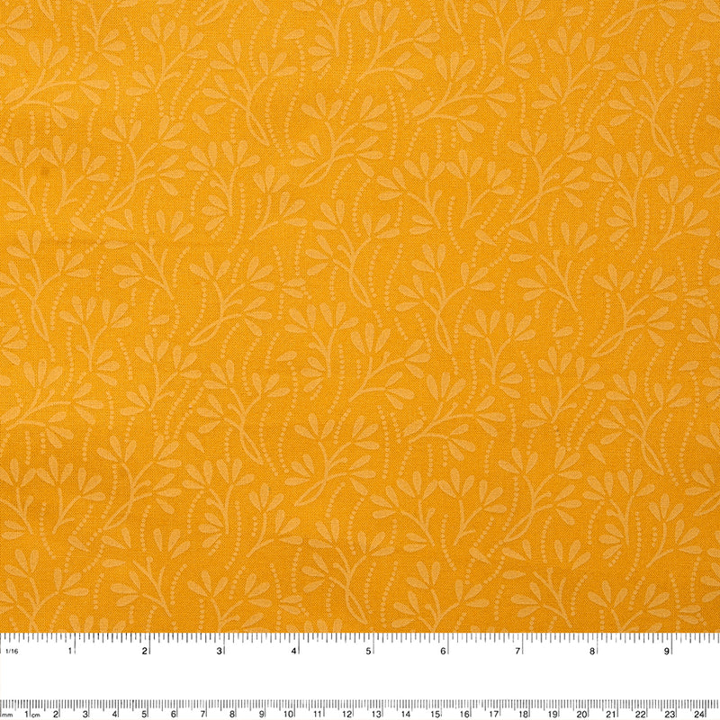 ORGANIC cotton - Leafs - Yellow