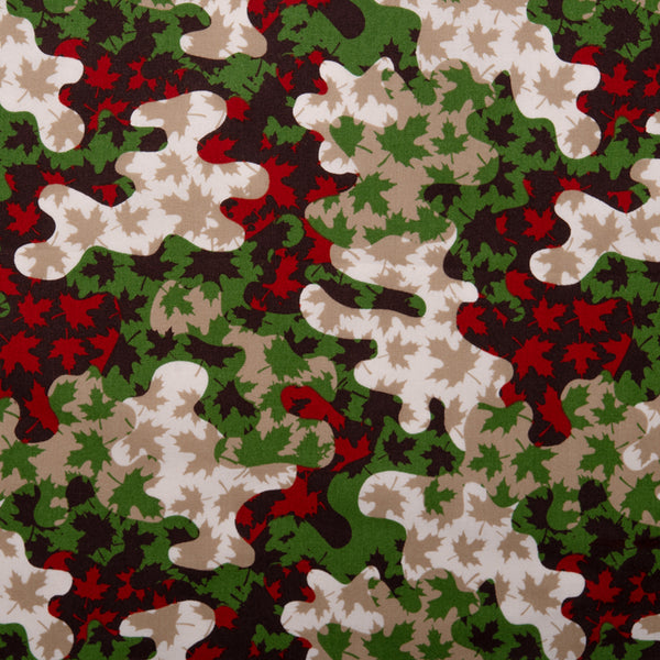 I LOVE CANADA Cotton print - Camouflage / Maple leaf - Green