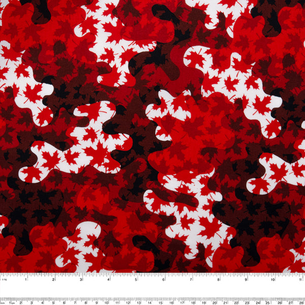 "I LOVE CANADA" - Coton imprimé - Camouflage / Feuille d'érable - Rouge