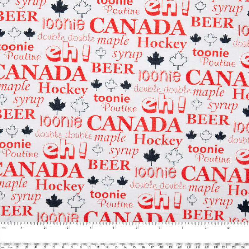 "I LOVE CANADA" - Coton imprimé - Canada - Blanc