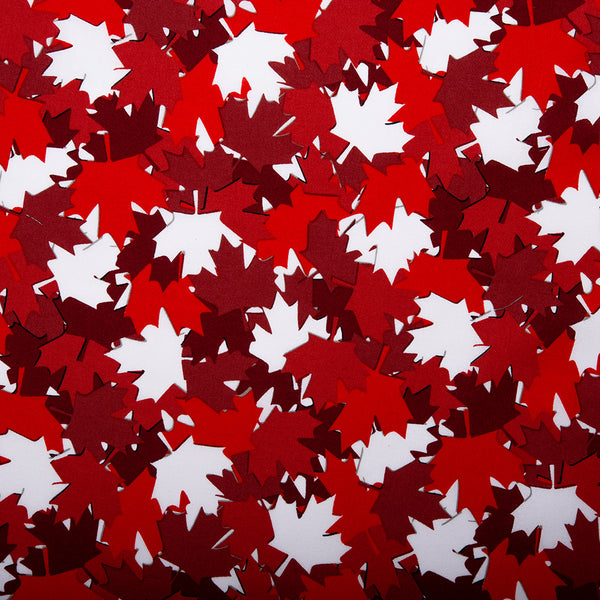 Coton imprimé - "I LOVE CANADA" - Feuilles - Rouge