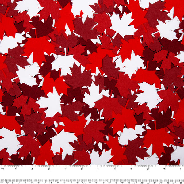 Coton imprimé - "I LOVE CANADA" - Feuilles - Rouge