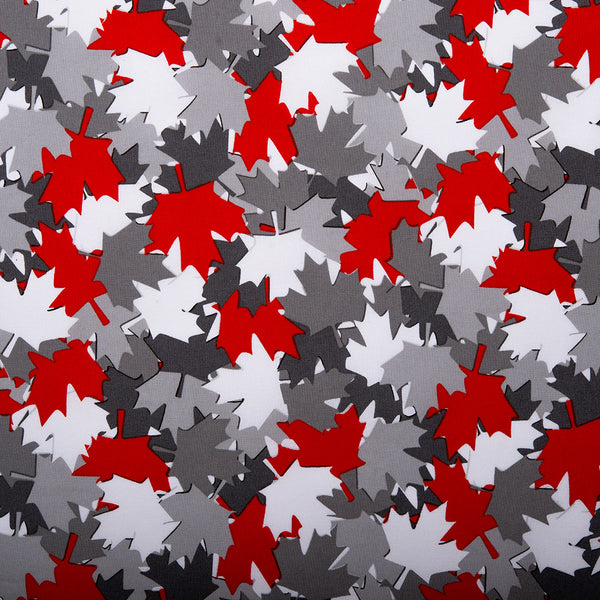 Printed Cotton - I LOVE CANADA - Leafs - Grey