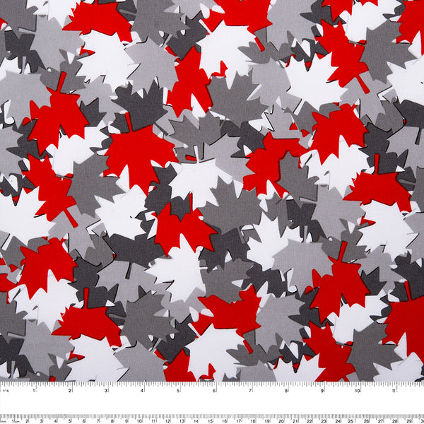 Printed Cotton - I LOVE CANADA - Leafs - Grey