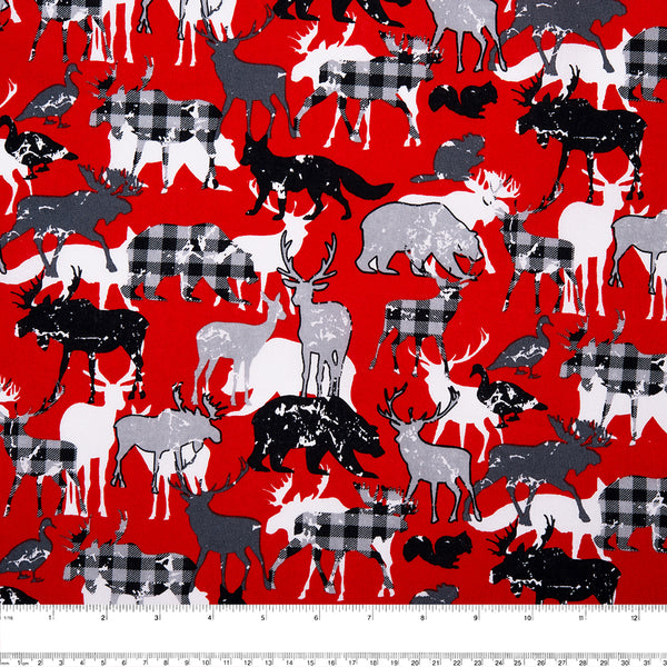 Printed Cotton - I LOVE CANADA - Moose - Red