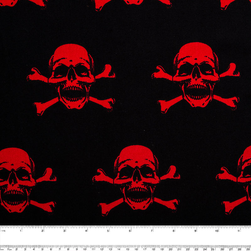 Halloween Fun Print - Skull - Black / Red