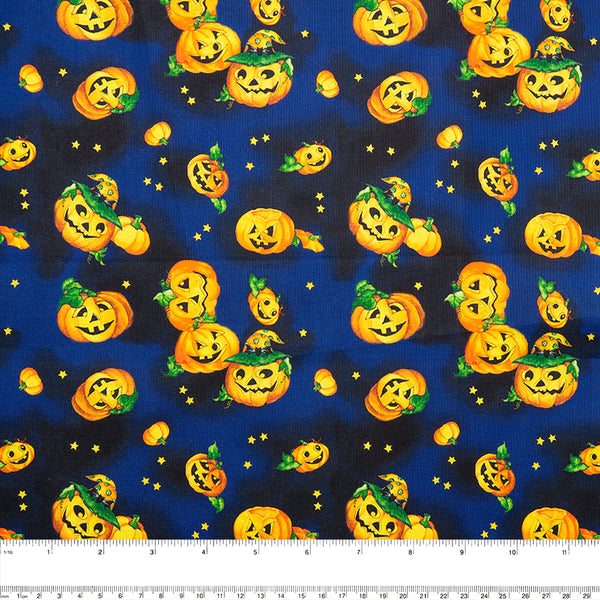 Halloween Fun Print - Pumpkin / Stars - Navy