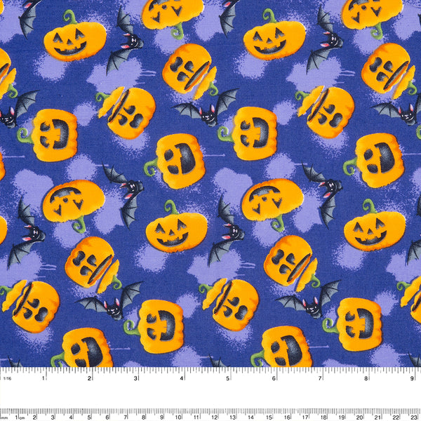 Imprimé amusant d'Halloween - Citrouilles - Mauve