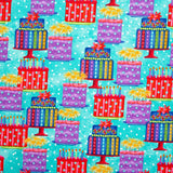 PARTY TIME - Printed Cotton - Cake - Turquoise