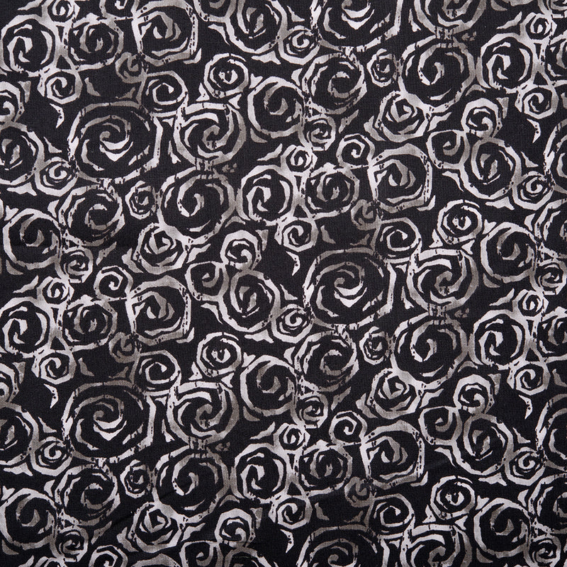 Coton imprimé - IMPROV - Spirale - Noir