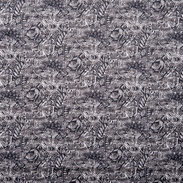 Printed Cotton - IMPROV - Abstract flower - Grey