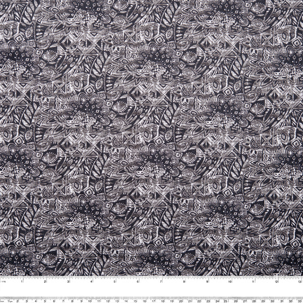 Printed Cotton - IMPROV - Abstract flower - Grey