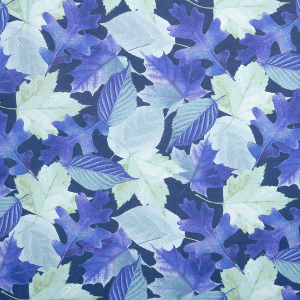 Digital Printed Cotton - NATURAL BEAUTIES - Leafs - Blue