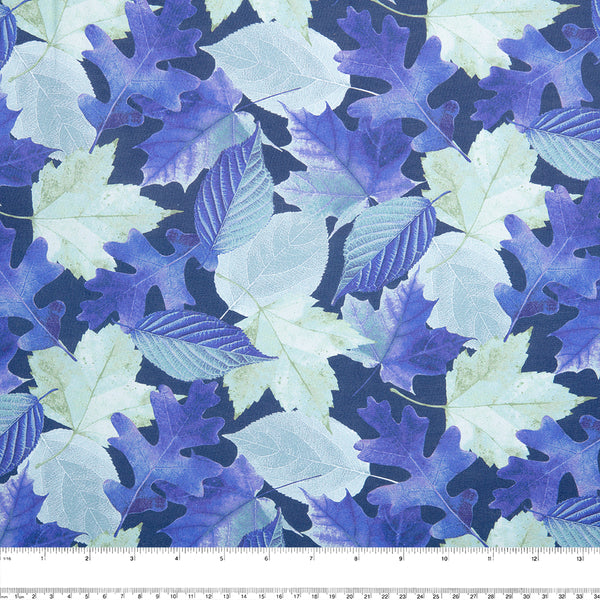 Digital Printed Cotton - NATURAL BEAUTIES - Leafs - Blue