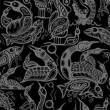 HEALING WATERS Printed Cotton - Animals - Black