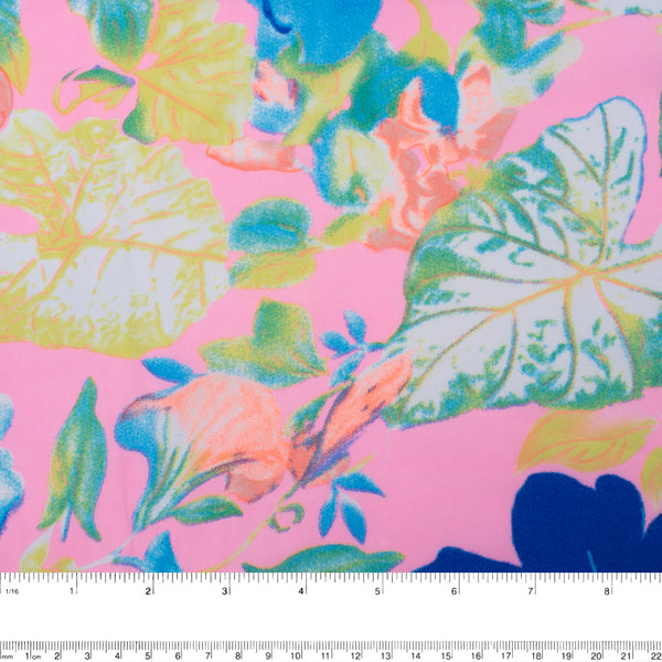 MARLENE - Polyester Print - Tropical leafs - Pink